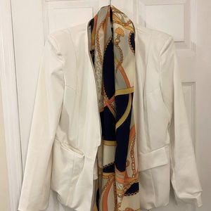 Classy white blazer with scarf